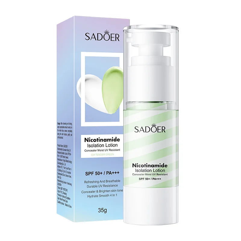 40g Face Makeup Primer Tri-color Cream Brighten Contour Color Isolation Waterproof Makeup Foundation Natural Makeup Base Cream