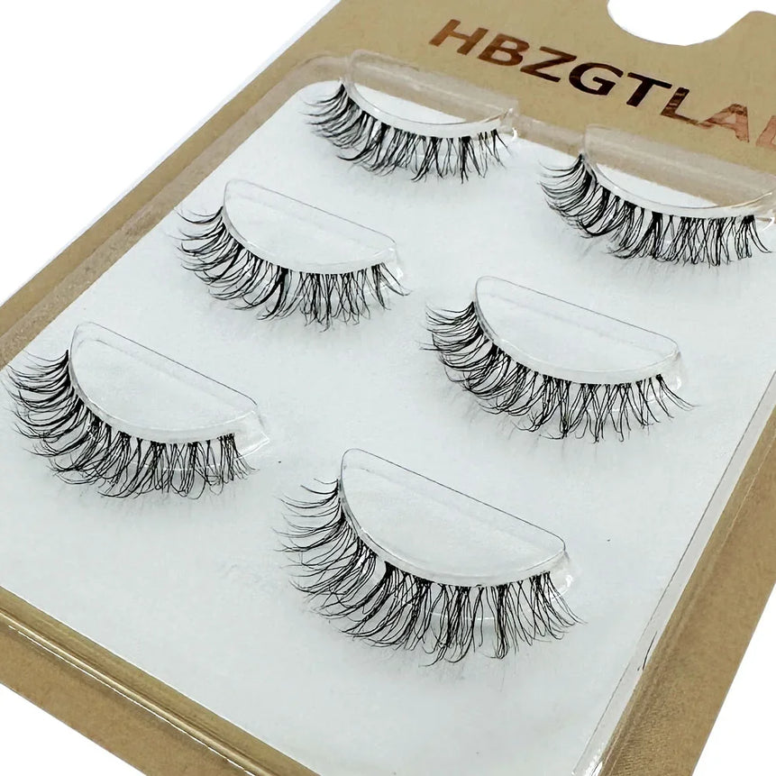 NEW 3Pairs 5d Mink Lashes 3D Mink Eyelashes Invisible Band Natural Black Mink False Eyelash Full Strip cilios posticos Reusable