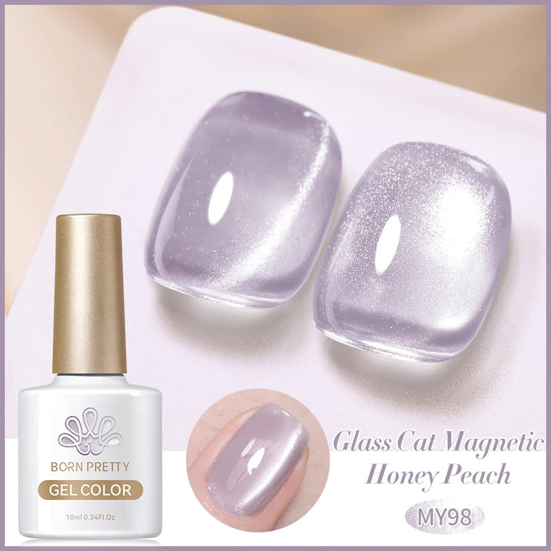 BORN PRETTY 10ml Black Glass Cat Magnetic Gel Nail Polish Silver Gold Glitter Semi Permanent Soak Off UV LED Gel Varnish