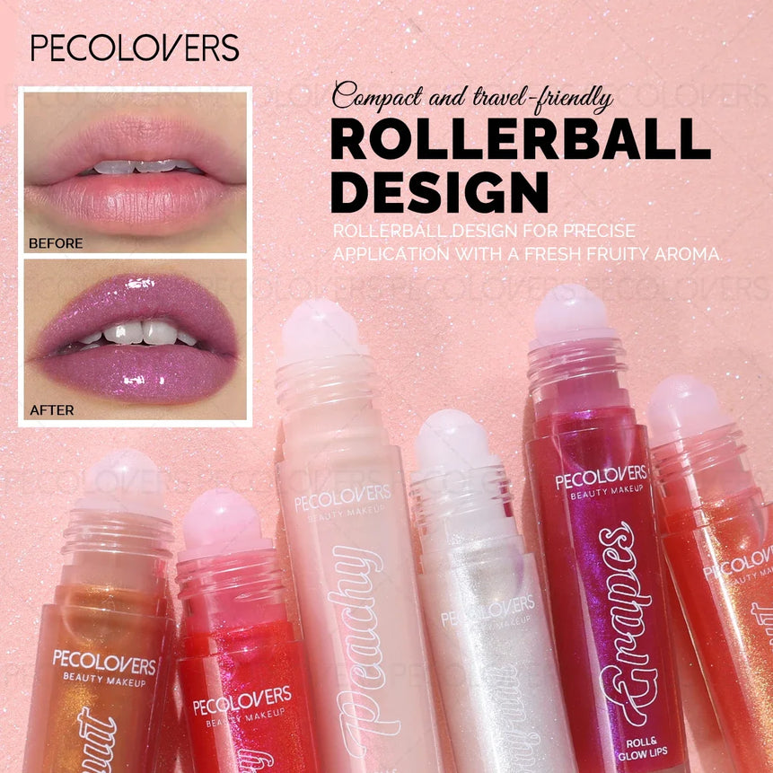 1PC Roll-on Lip Oil Plumper Lip Gloss, Lightweight & Sparkling, Long Lasting Lips Makeup Cosmetics