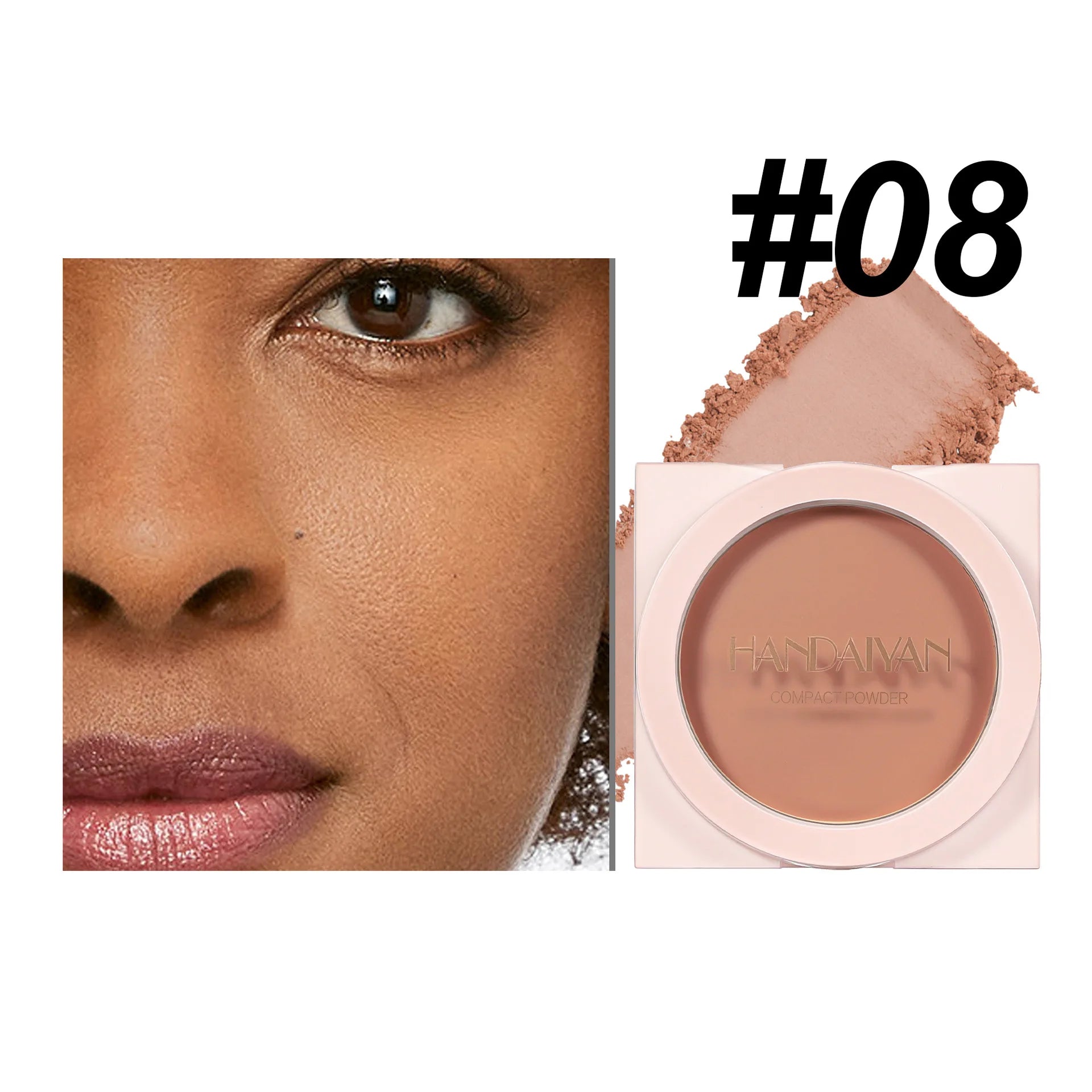 Wheat Powder Matte Finish Sweatproof Oil Control Dry Wet Dual-use Dark Skin Foundation Pressed Powder