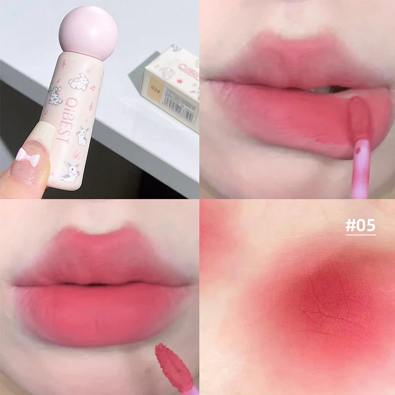 QIBEST Nude Matte Lip Mud Waterproof Non-stick Liquid Lipstick Long Lasting Highly Pigmented Lipgloss Tint Korean Cosmetics