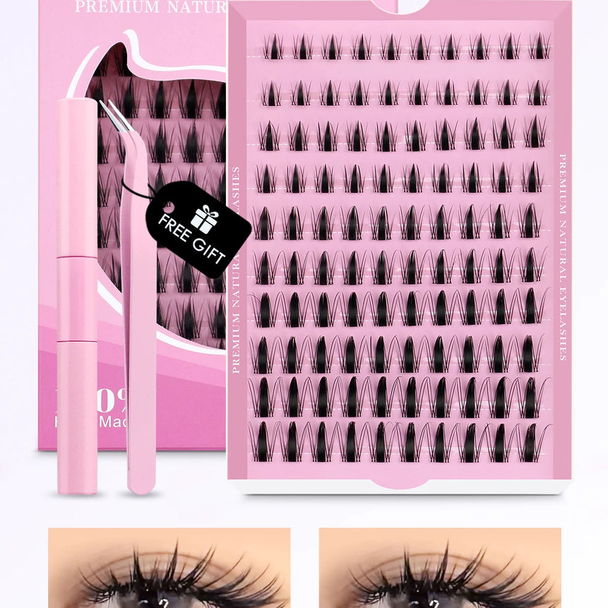 GROINNEYA Cluster Lashes Kit Manga Lashes Natural Eyelash extension Cluster Natural Volume Individual Lashes Mixed Tray Lashes