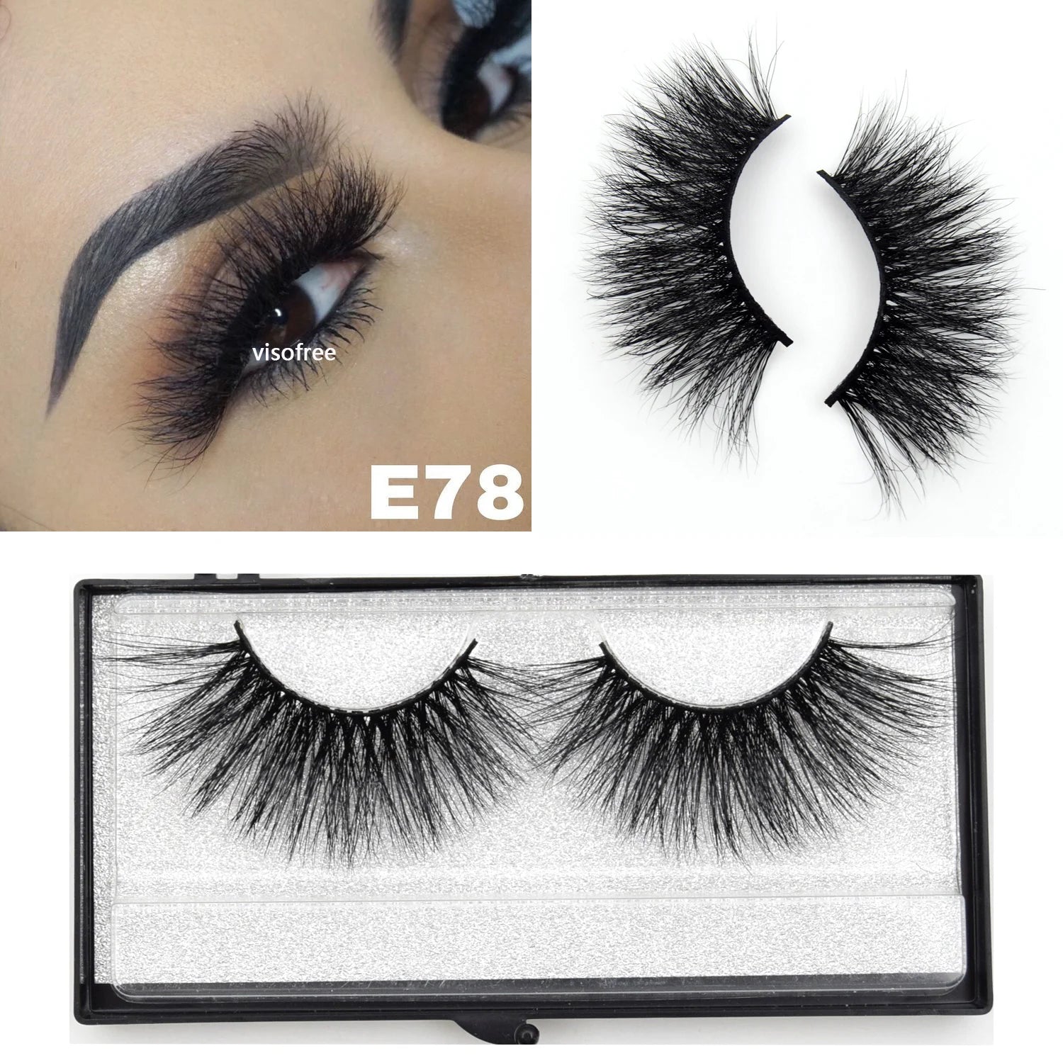 Visofree Eyelashes 3D Mink Lashes Soft Natural Handmade Cruelty Free Mink Eyelashes Lightweight  Full Strip Cilios Posticos D23