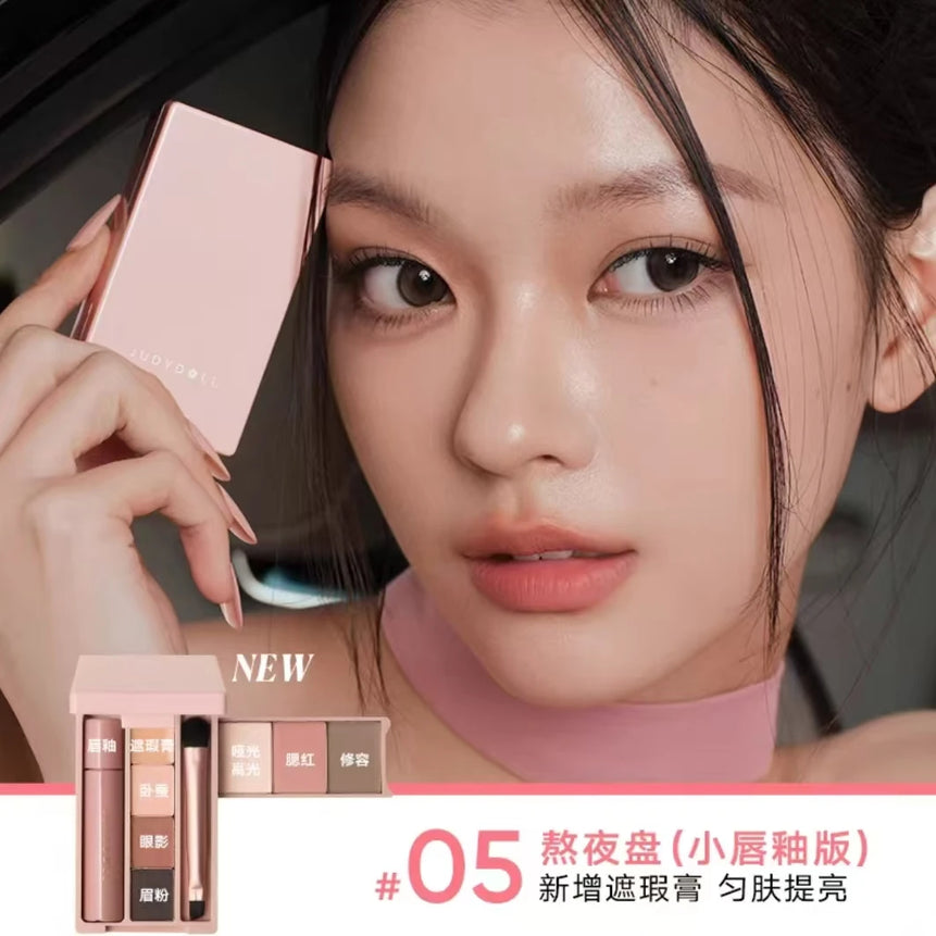 Judydoll Eyebrow Palette All-in-One Portable Powder Travel Makeup Set MultiFunction Mascara Blush Contouring