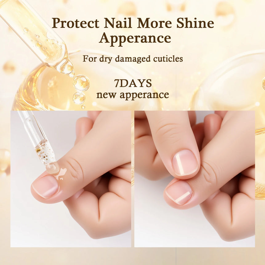 15ML Nail Cuticle Nutrient Oil 24k Gold Foil Cuticle Essence Nail Care Nutrition Oil Treatment  Strengthen Bright for Nails&Foot