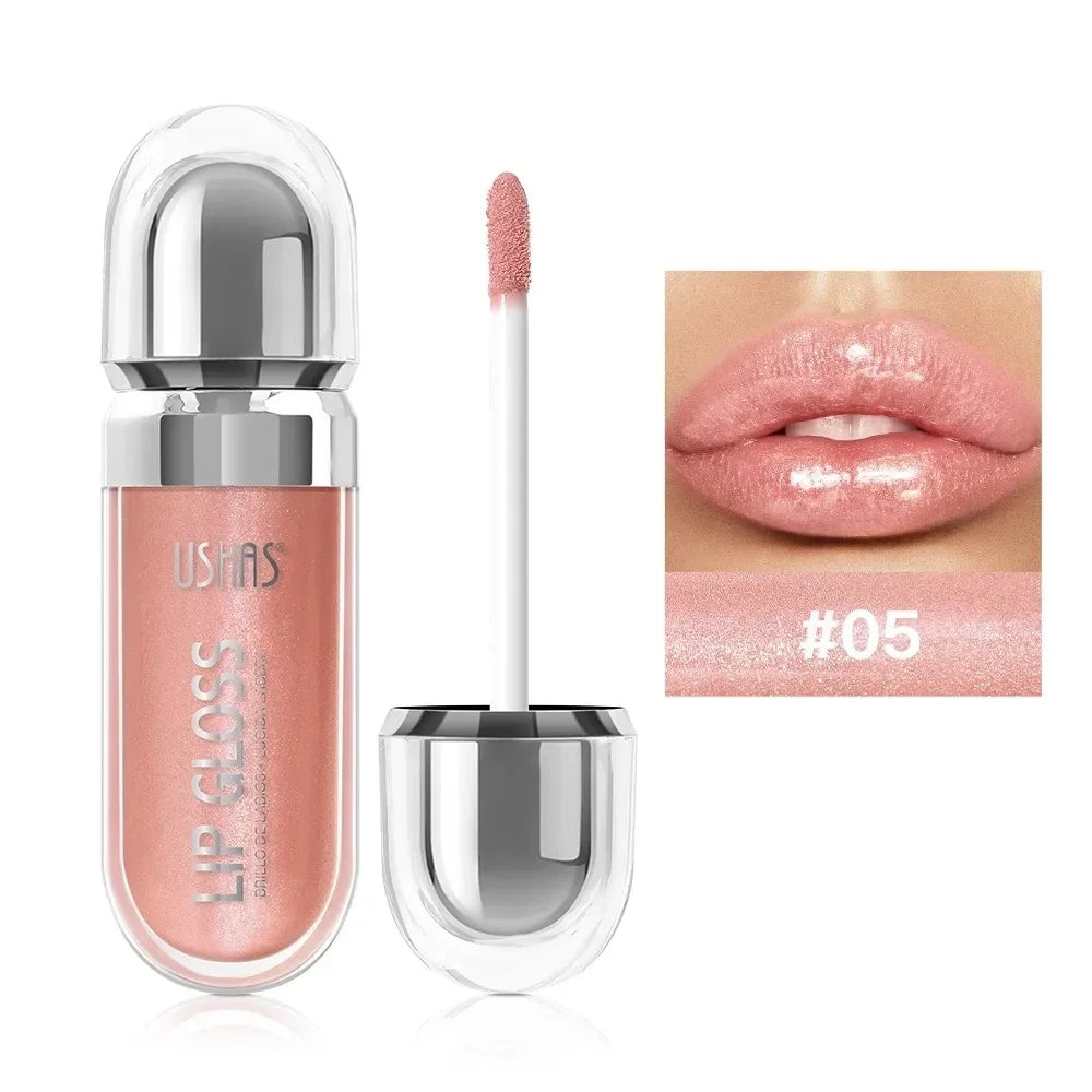 USHAS 12 Color Pearlescent Transparent Moisturizing Flash Liquid Lipstick Waterproof Sweatproof Non Stick Cup Lip Cosmetics Girl