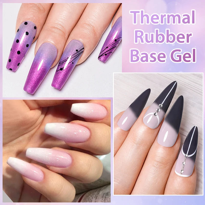 Mtssii 7ml Changing AurorasThermal Rubber Base Gel Nail Polish Nude Purple Glitter Sparking Long Lasting Manicure Art Varnish