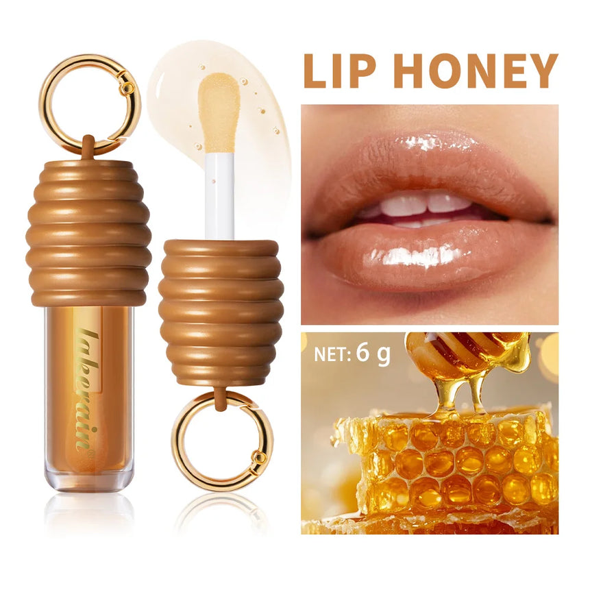 Lip Gloss Plumper Hydrating Lip Balm Smooth Long Lasting Moisturizing Nourishing Lips Honey Oil Non Sticky Cosmetics Bag Clip Ri