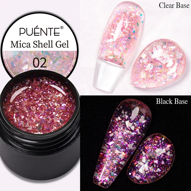PUENTE 7.5ML Red Flame Reflective Gel Nail Polish Flash Sparkling Red Glitter Nail Gel Soak Off UV Semi-permanent Nail Varnish