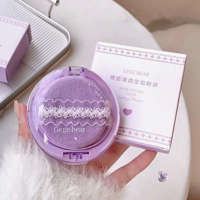 Purple Translucent Setting Powder Makeup Waterproof Oil Control Natural Matte Clear White Loose Face Pressed Powder Makeup Girls