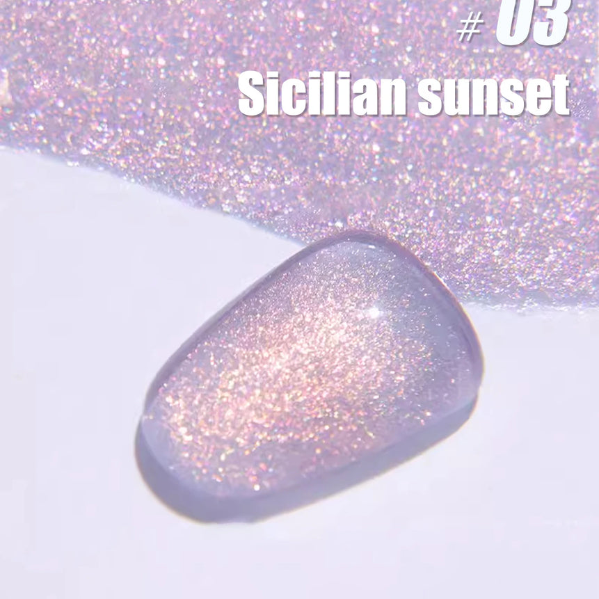MIANEL1-12pcs 12ML Pink Blue White Green Series With Explosive Glitter Gel Nail Polish, Popular Yun Brocade Diamond Gel Polish