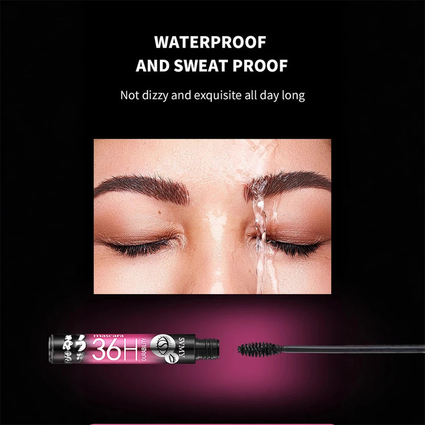Prolonged 36H Curling Mascara Waterproof Silk Thin Brush Head Smudge Proof Volumizing Non-caking Mascara Makeup Lash Extension