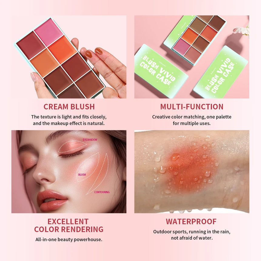 Waterproof Case Cream Highlighter Palette Blush Vivid Color Case Brow Mud Tone Long-Lasting Multiple Uses Makeup Cosmetics