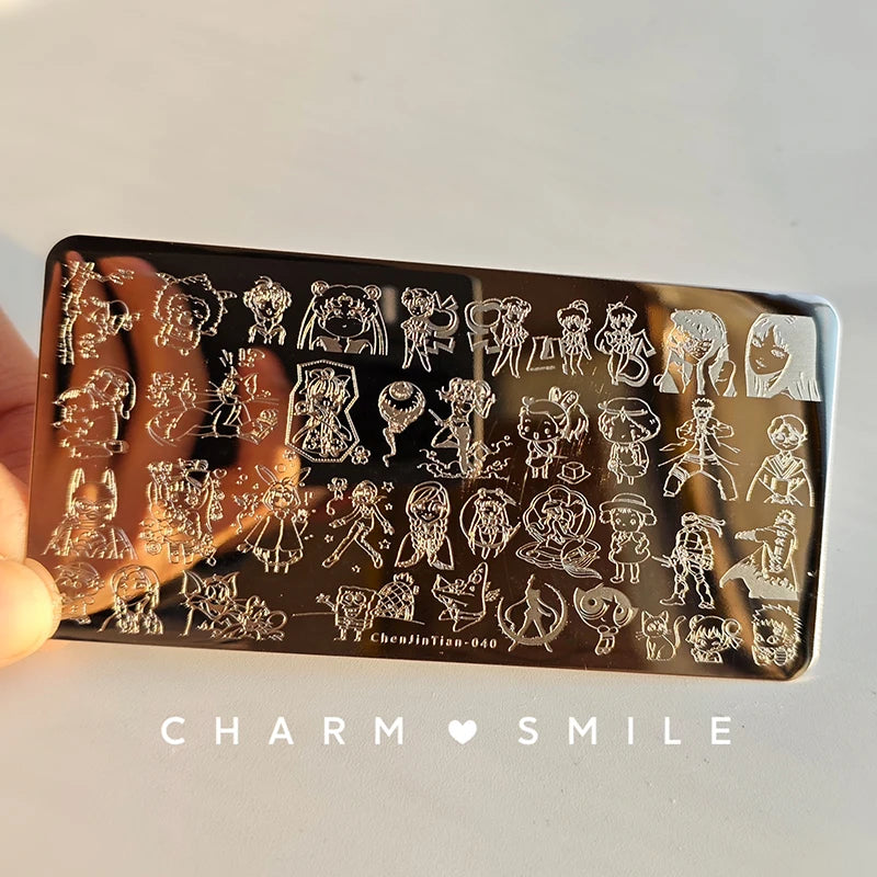 Cartoon Characters Stamping Plates  French Line Geometry  Flowers Leaves Animals Image Stainless Steel Nail Art Template Stencil