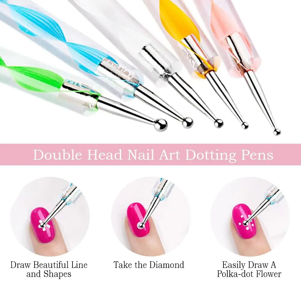 27PCS Manicure Tools Nail Art Brush Set with Resin Nail Art Palette 5Pcs Nail Art Sculpture Pen Dotting Pen for Nail Art DIY