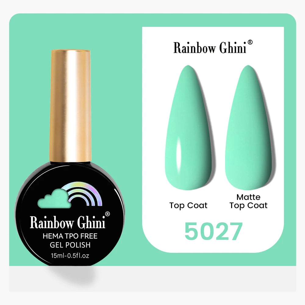 Rainbow Ghini 15ML 146 Colors Long-Lasting Colorful Gel Nail Polish Professional UV/LED Gel Polish Base Coat Matte Top Coat