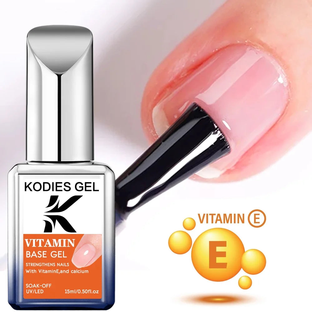 KODIES GEL Keratin Rubber Base Coat 15ML Nail Strengthener Gel Nail Polish Semi permanent UV Durable Base Varnish Protects Nails