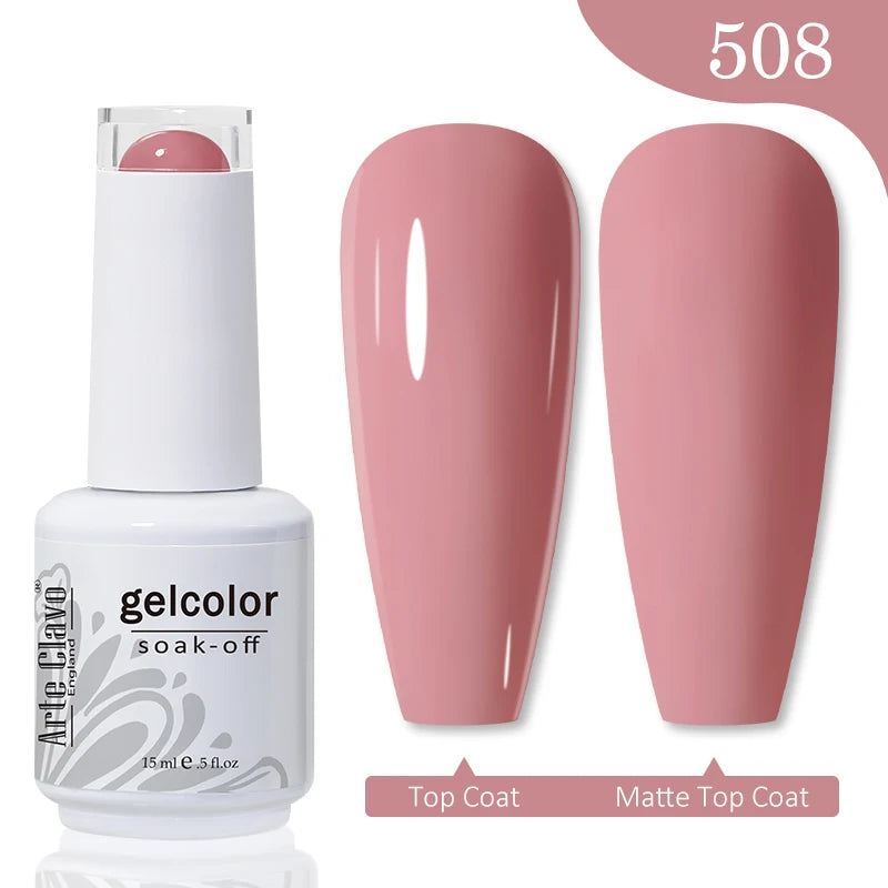 Arte Clavo 15ml Rose Red Pink Color Gel Nail Polish Autumn Winter Hot Sale Long Lasting Soak Off For Manicure Nail Art Gel