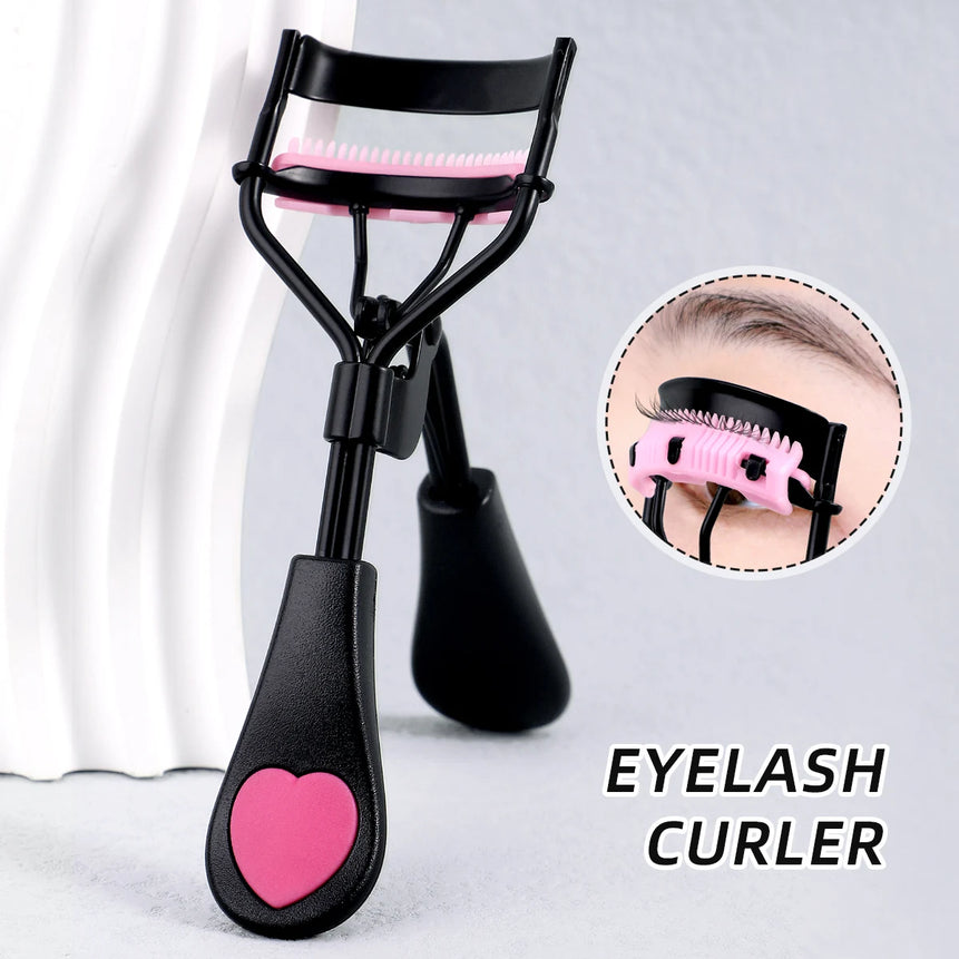 1 stainless steel eyelash curler with comb, lasting shaping big eyes, no harm to eyelashes, suitable for all eye types and eye e