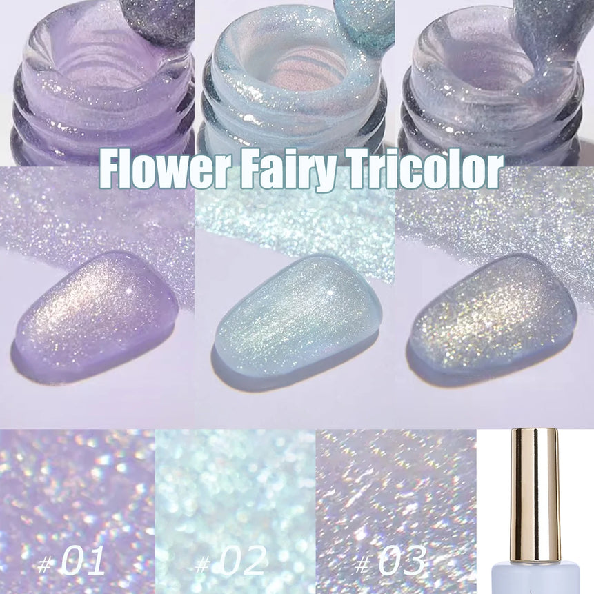 MIANEL1-12pcs 12ML Pink Blue White Green Series With Explosive Glitter Gel Nail Polish, Popular Yun Brocade Diamond Gel Polish