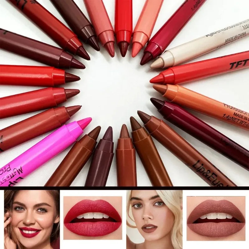 20 Color Matte Lip Liner Outline Lipstick Pen Long-lasting Waterproof Lip Tint Pencil Makeup Lip Contouring Pen Woman Cosmetic
