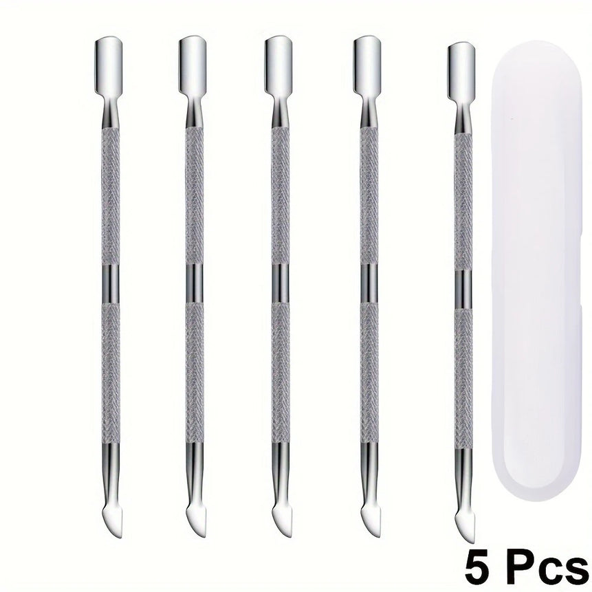 3/5/10pcs Stainless Steel Cuticle Pusher Metal Double-ended Spoon Remover Kit Dead Skin Push Nail Art Cleaning Tools manicure