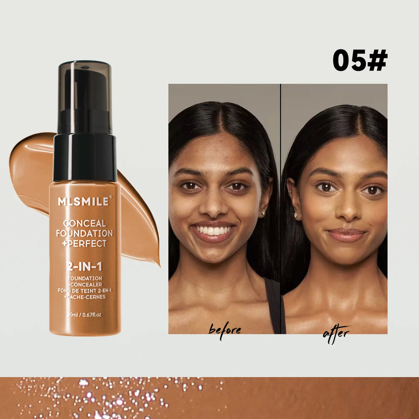 MLSMILE 6 color Liquid Foundation long-Lasting Waterproof, Moisturing Sweat resistant and easy to Oil-control