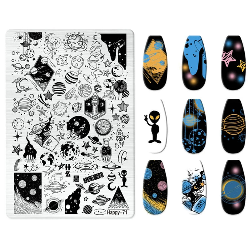 Maple Leaf Nail Stamping Plates Autumn Winter Leaves Design Polish Stencil Nail Printing Stamp Image Manicure Mold Stencil Tool