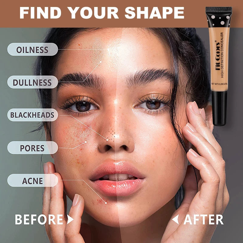 Full Cover Liquid Concealer 8 Color Air-permeable Natural Brightening Makeup Eye Dark Circles Cream Cosmetic