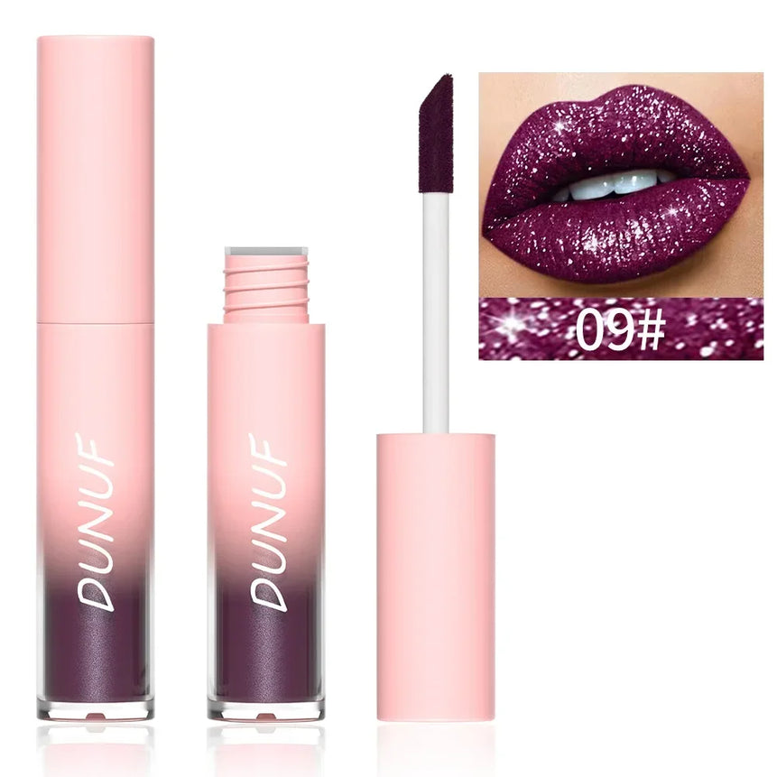 18 Color Sexy Red Diamond Glitter Lip Gloss Metallic Waterproof Long Lasting Matte Shimmer Liquid Lipstick Women Makeup Cosmetic