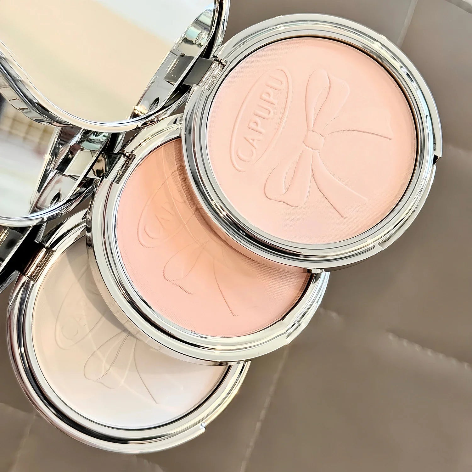 Matte White Face Pressed Powder 24 Hours Oil Control Clear Natural Powder Foundation Full Coverage Waterproof Makeup
