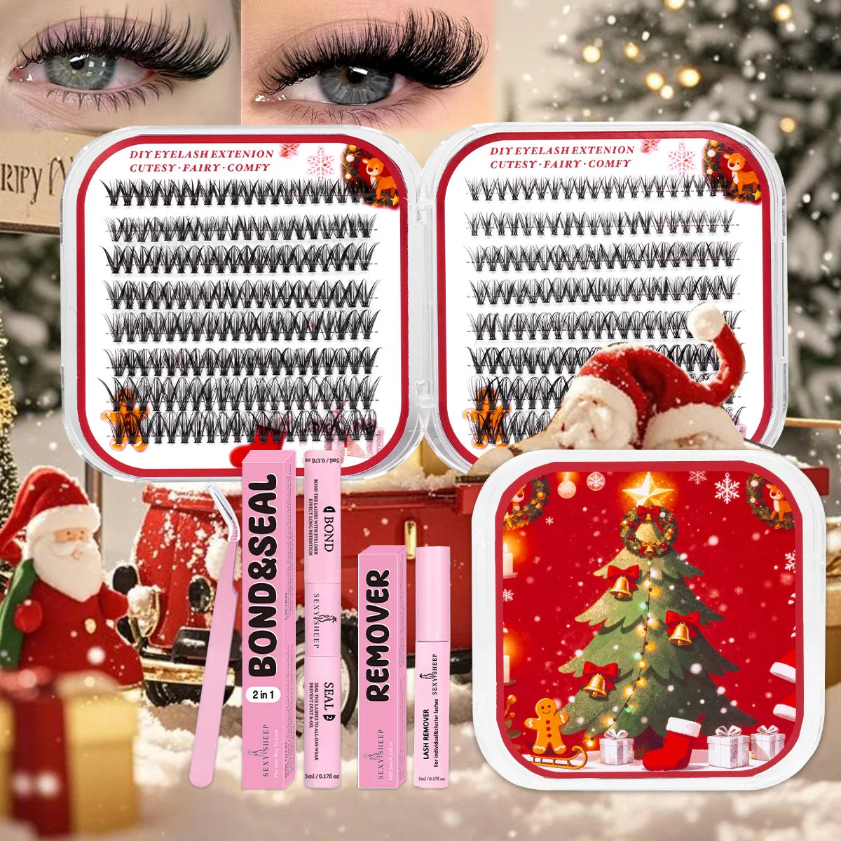 Christmas Gift Eyelash Clusters Manga Natural Look Individual Lashes Kit Lash Extension Wtih Lash Glue Use At Party Cosplay