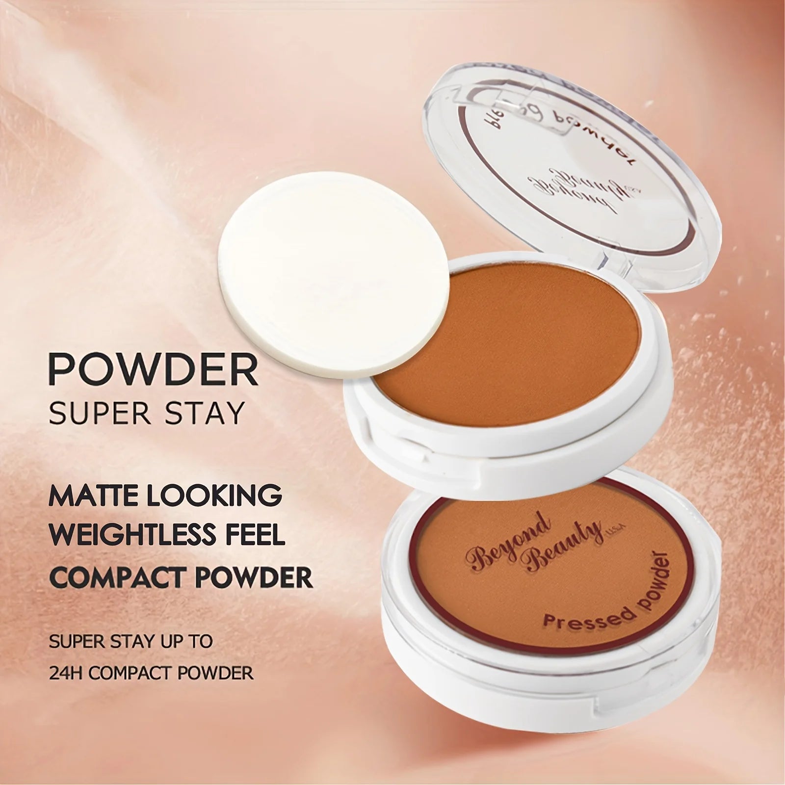 Wheat Bronzing Powder for Dark Skin, Matte Finish, Sweatproof & Oil Dark Foundation Powder Puff And Mirror