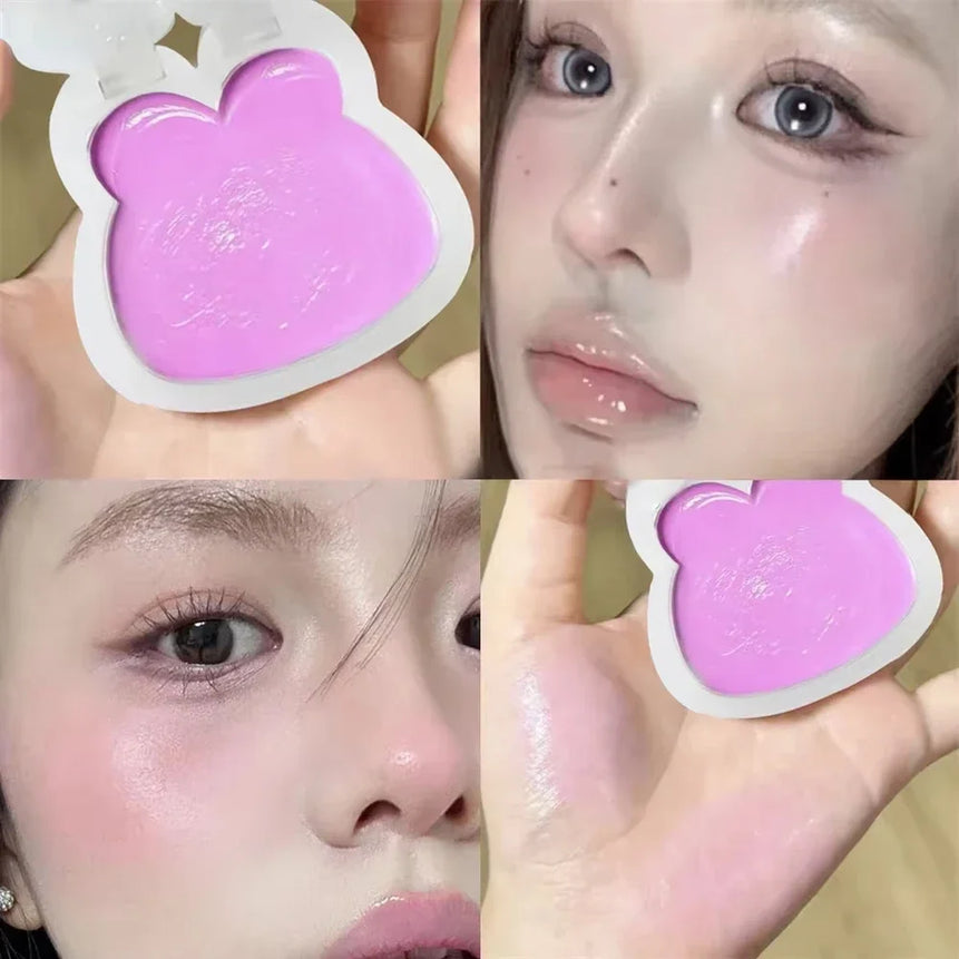 Highlighter cream for face brightening and contouring blusher highlighter stick for natural watery skin lip jelly plate cosmetic