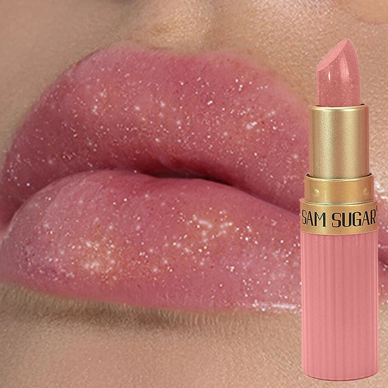 6 Colors Diamond Pearlescent Lipstick Glitter Shiny Metallic Lipstick Lip Tint Long Lasting Nude Shimmer Shiny Lip Gloss Makeup
