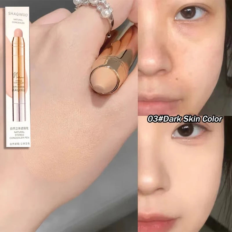 Gold Tube Concealer Pen Natural 3D Face Contouring Crayon Stick Matte Moisturizing Cream Cover Acne Dark Circle Modify Skin Tone