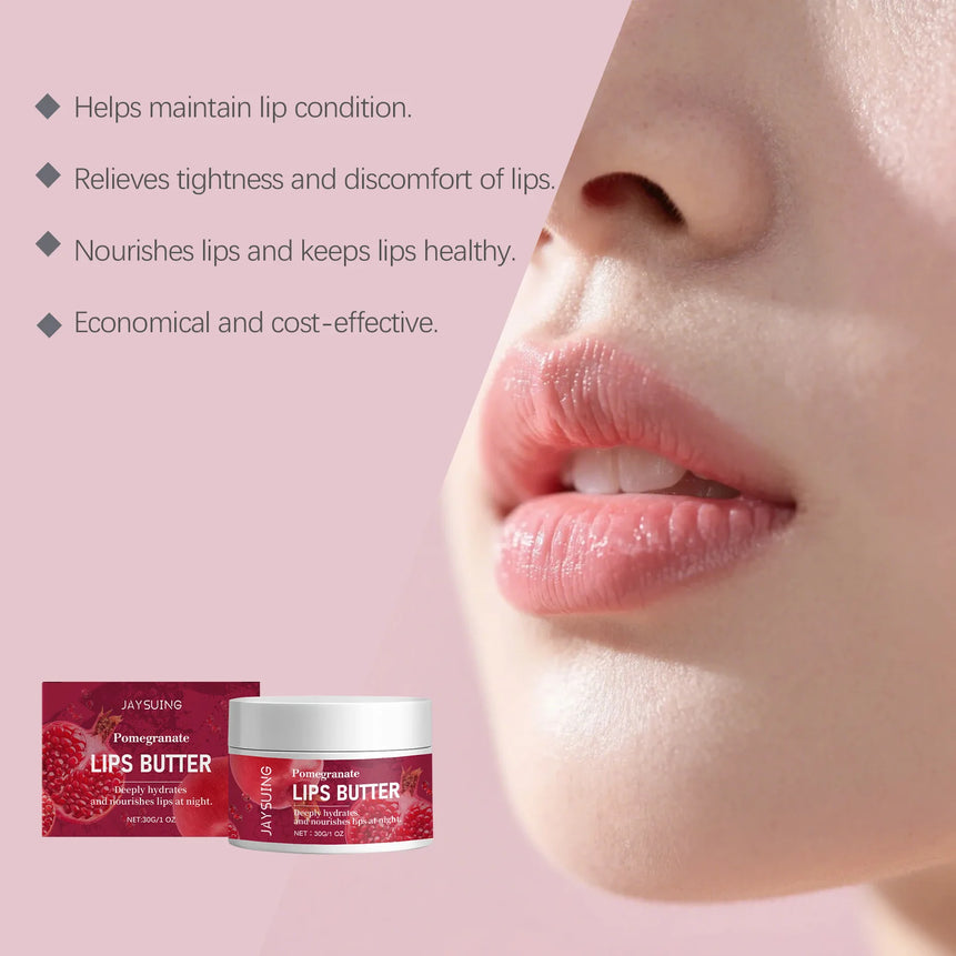 Lip Mask Overnight Moisturizing Lips Butter Balm with Hyaluronic Acid Smooth Lips Lines Anti-Cracking Exfoliating Dry Lips Care