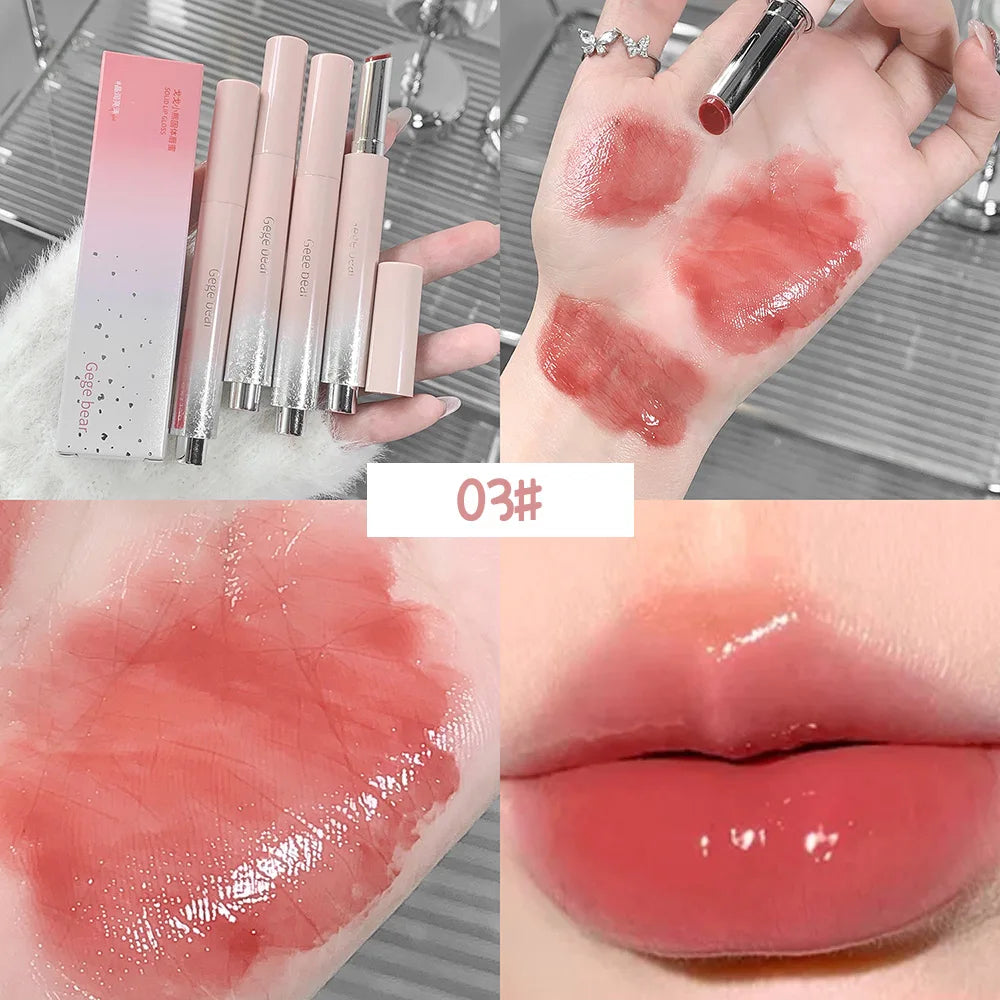 Snowy Design Solid Watery Lipstick Mirror Moisturizing Nourishing Lip Balm Beautiful Colors Suitable for Winter