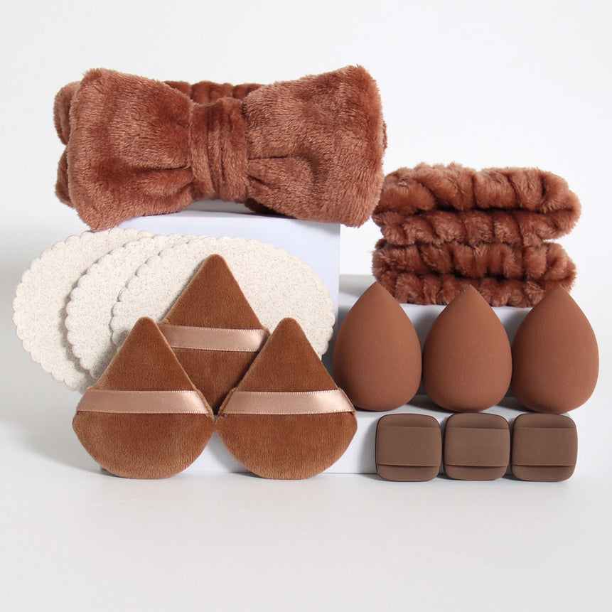 15 件套 Cosmetic Puff Makeup Sponge Blender Beauty Egg Foundation Sponges Puff Wash Face Headband Wristband Make up Accessories
