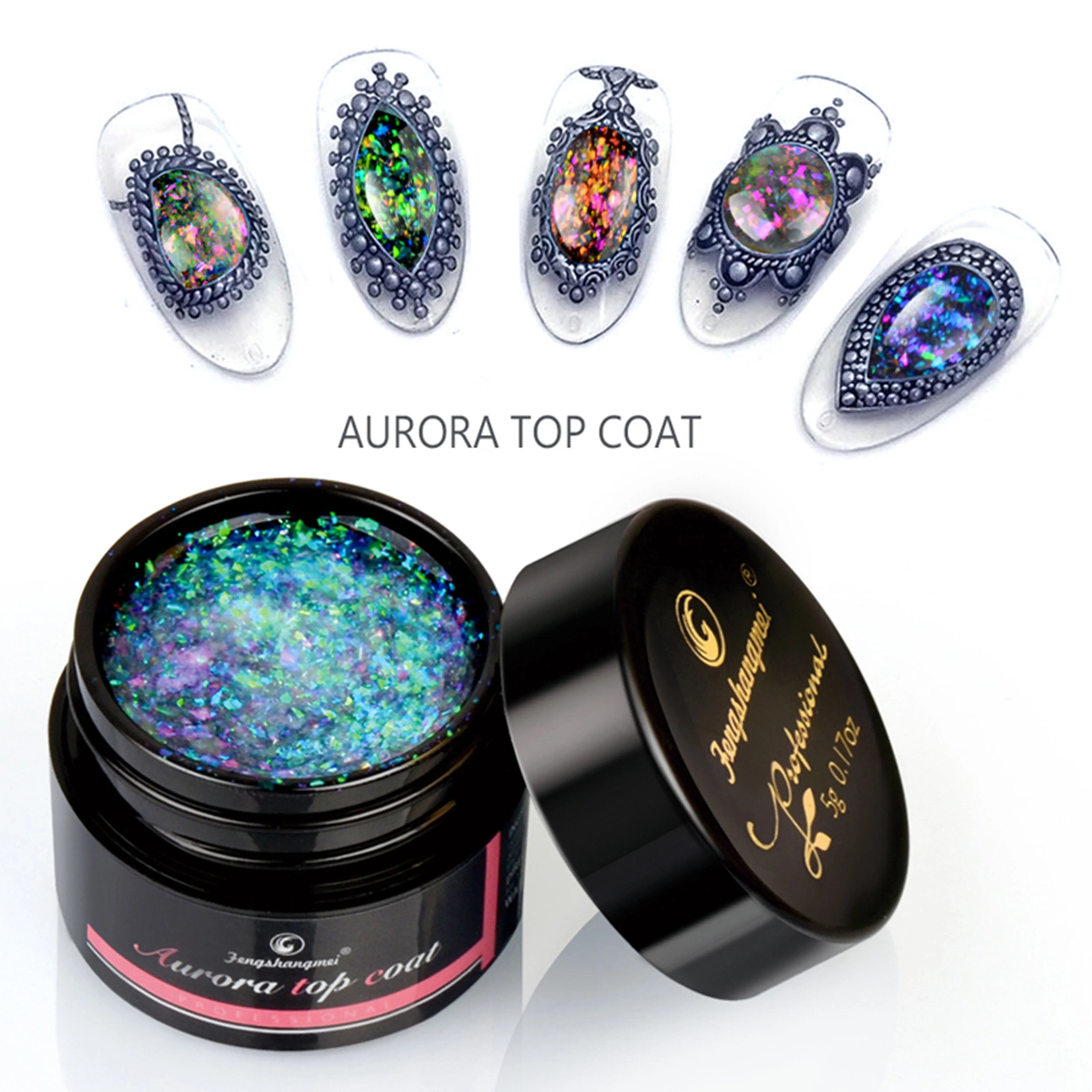 Aurora Glitter Gel Nail Polish 3D Non-Sticky Builder Gel Formula Long-Lasting Shine Soak Off UV/LED Cured Perfect for Manicures