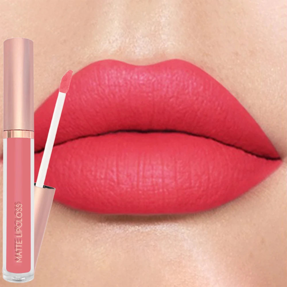 12Colors Creamy Matte Lip Gloss Long-lasting Velvet Non-drying Moisturizing Nude Berry Rose Lipstick Plump Lip Makeup Cosmetics
