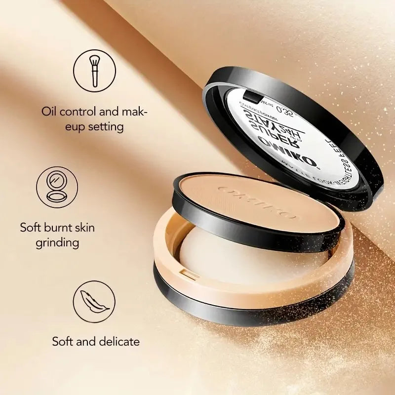 Pressed Powder Waterproof Long-lasting Full Coverage Face Compact Powder Makeup Foundation Oil 3 Color Control Cosmetics