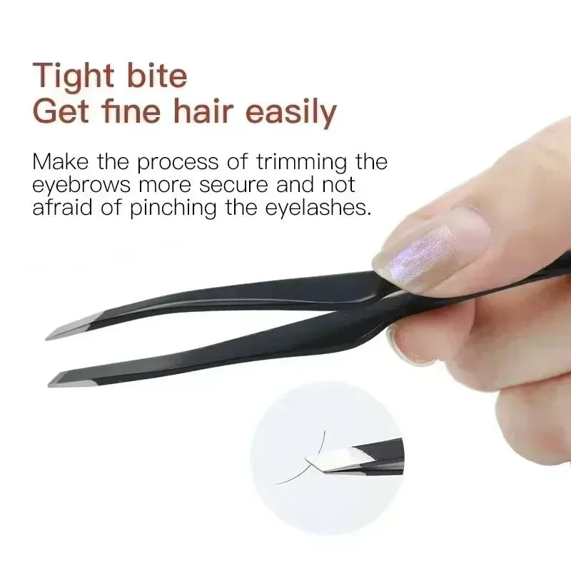 Hair Removal Tweezer Stainless Steel Eyebrow Tweezers Slant Tip for Eyelash Extensions Professional Precision Clip Makeup Tools