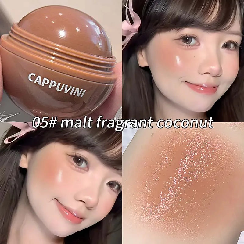 Cappuvini Vitality Juicy Blush Ball Natural Rosy Long-Lasting High Color Blusher Cream Face Makeup Rouge