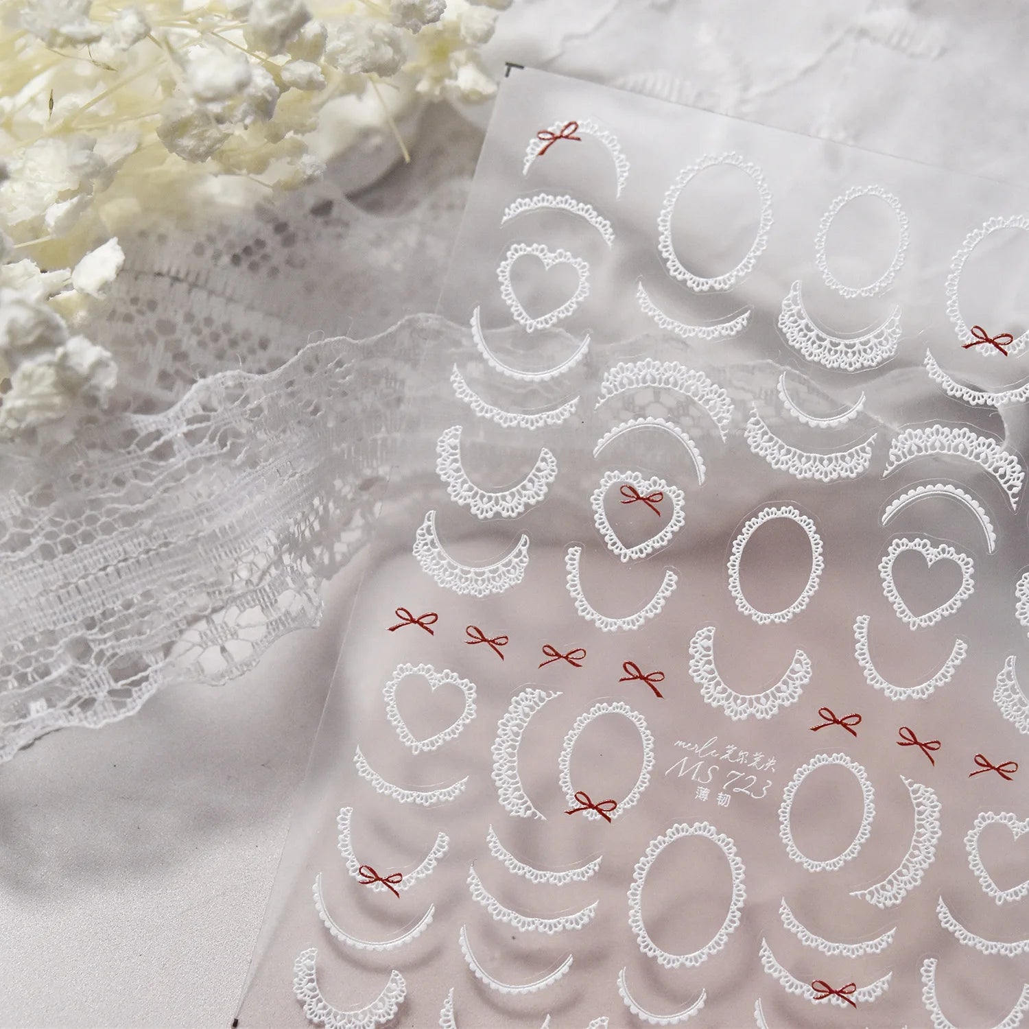 1pcs White 5D Pearl Lace Wave Lines Nail Art Stickers Elegant Exquisite Nail Decoration Decals DIY Self Adhesive Transfer Slider