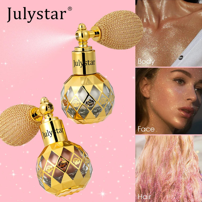 6 Color Shimmering Body Spray – Instant Glow Mist with Reflective Glitter for Festival & Party, Face & Body, Sweat-Resistant