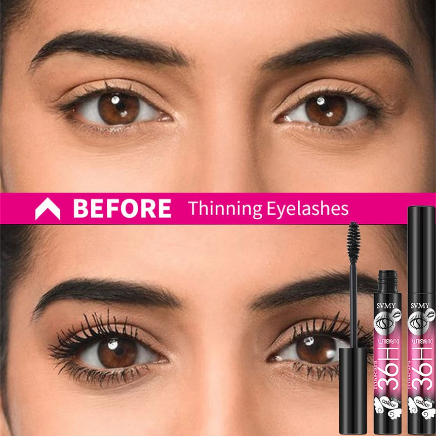 Prolonged 36H Curling Mascara Waterproof Silk Thin Brush Head Smudge Proof Volumizing Non-caking Mascara Makeup Lash Extension