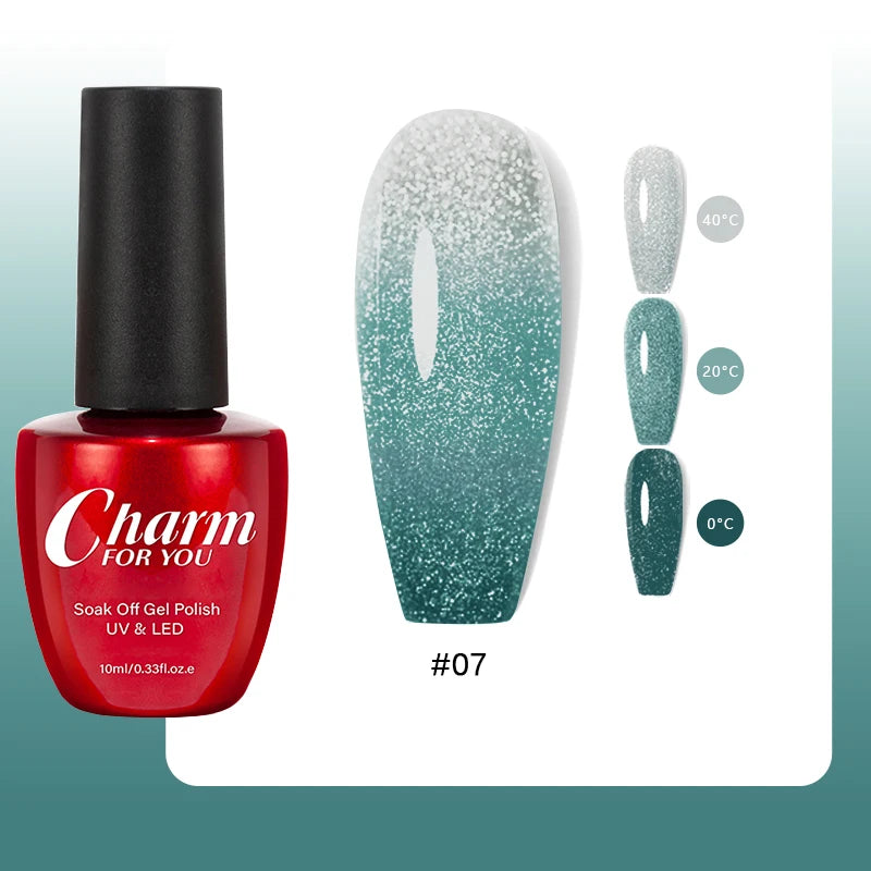 10ml Glitter Thermal Gel Nail Polish 3 Layers Temperature Changing Semi Permanant Soak Off UV LED Nail Art Gel Varnish DIY Gel