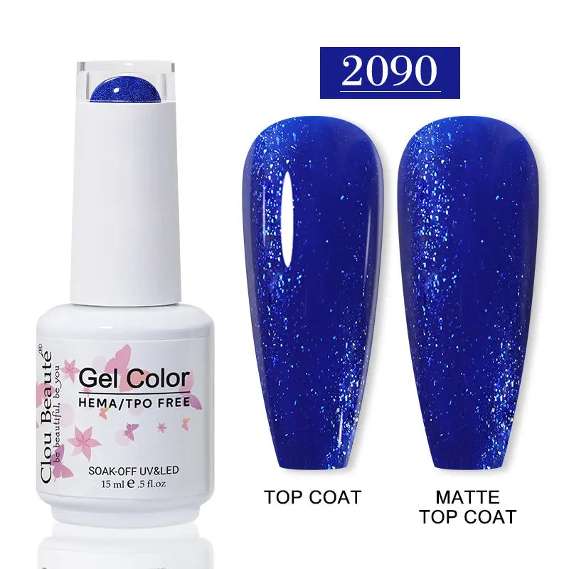 Clou Beaute Glitter Gel Nail Varnishes Winter Color Sparkling Sequins Soak Off UV LED Varnish Nail Art Decoration Base Top Coat